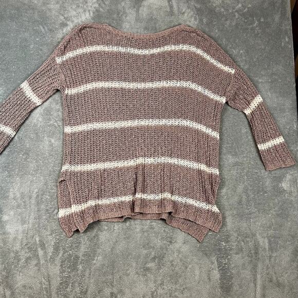 Free People Knit Sweater Womens M Brown Striped Drapey Oversized Boho Lagenlook - Picture 4 of 7